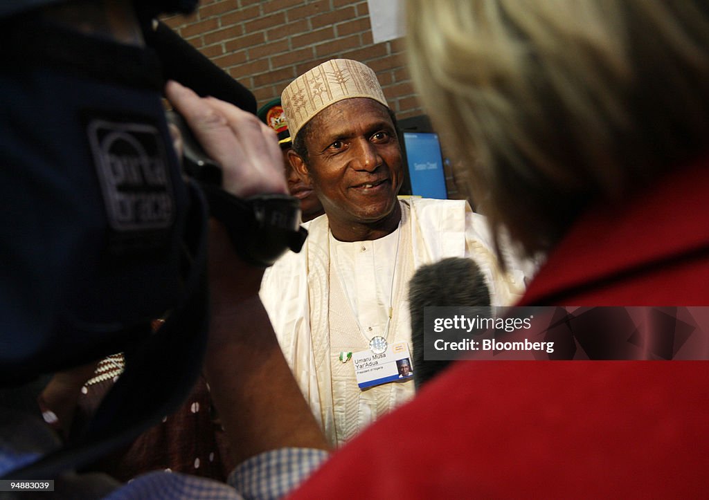 Umaru Musa Yar'Adua, president of Nigeria, is interviewed on