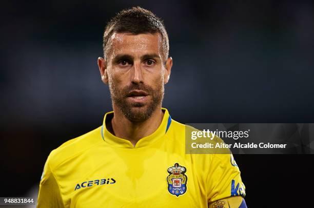 David Garcia of Union Deportiva Las Palmas looks on during the La Liga match between Real Betis and Las Palmas at Estadio Benito Villamarin on April...