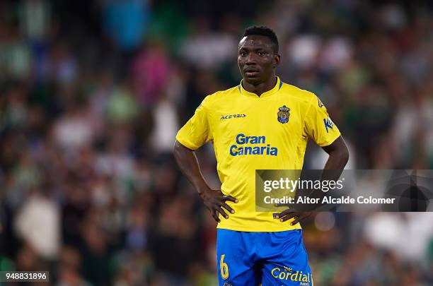 Oghenekaro Peter Etebo of Union Deportiva Las Palmas looks on during the La Liga match between Real Betis and Las Palmas at Estadio Benito Villamarin...