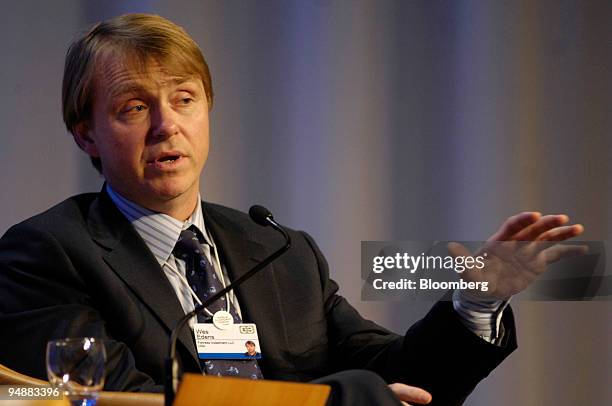 Wes Edens, chairman and chief executive officer of Fortress Investment of the European Central Bank, speaks during a session on day two of the World...