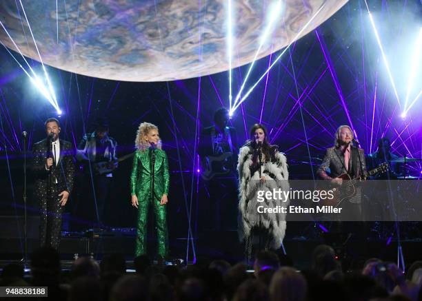 Jimi Westbrook, Kimberly Schlapman, Karen Fairchild and Philip Sweet of musical group Little Big Town perform during the 53rd Academy of Country...