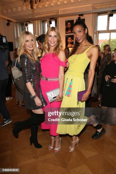 Mirja Du Mont, Tanja Buelter, Annabelle Mandeng during the Kiss New York launch at Kustermann Kochschule on April 19, 2018 in Munich, Germany.