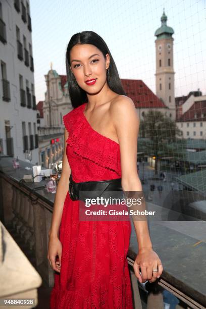 Rebecca Mir during the Kiss New York launch at Kustermann Kochschule on April 19, 2018 in Munich, Germany.