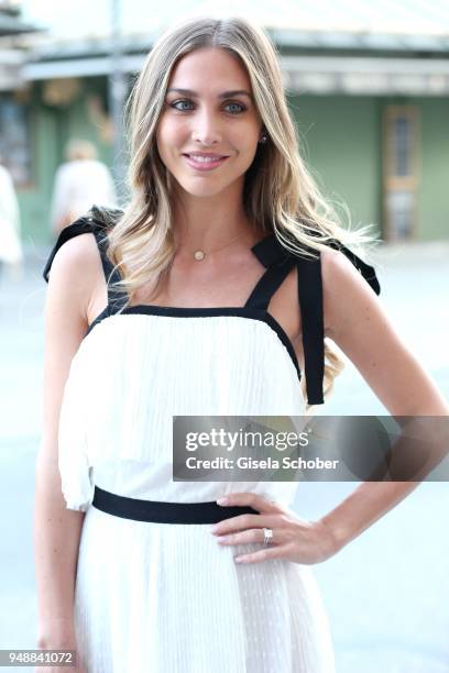 Ann-Kathrin Broemmel, fiance of Mario Geotze during the Kiss New York launch at Kustermann Kochschule on April 19, 2018 in Munich, Germany.