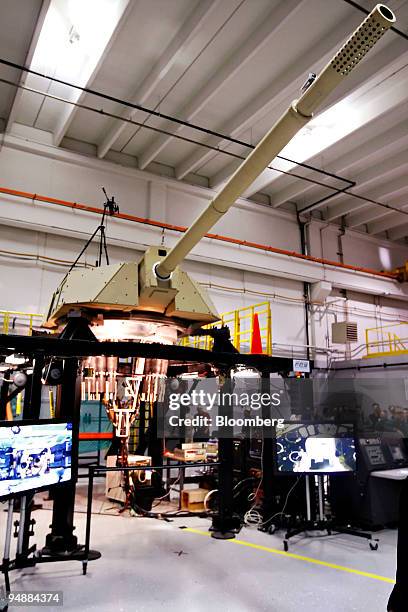 New Future Combat Systems cannon being developed for the U.S. Army is displayed at the General Dynamics Land Systems Shelby Operations manufacturing...