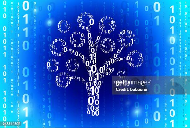 money tree binary code blue vector pattern background - binary tree stock illustrations
