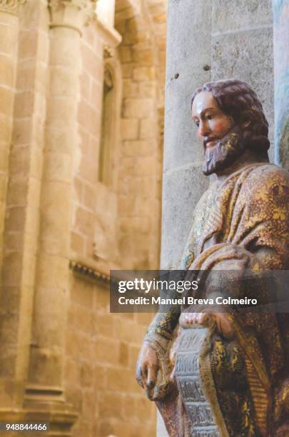 sculpture in santiago cathedral - cathedral of the most blessed sacrament stock pictures, royalty-free photos & images