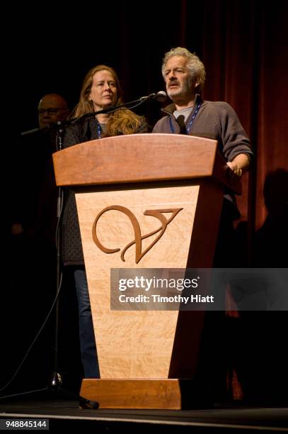 Director Stephen Apkon and Marcina Hale attend the 2018 Roger Ebert Film Festival at Virginia Theatre on April 19, 2018 in Champaign, Illinois.