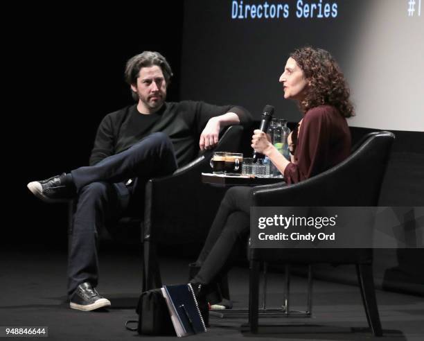 Filmmakers Jason Reitman and Tamara Jenkins speak at the Premiere & Talk of "Tully" during the 2018 Tribeca Film Festival at BMCC Tribeca PAC on...