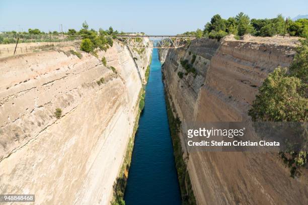 canal of corinth, greece - corinth canal stock pictures, royalty-free photos & images