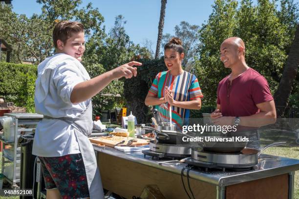 Episode 113 -- Pictured: Milo Fleming, Host Vanessa Lachey, Illusionist Enrico de la Vega --