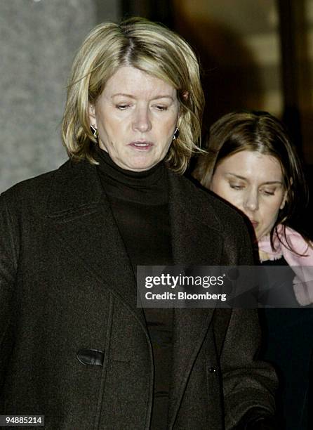 Martha Stewart, in front, leaves federal court wtih her daughter Alexis in New York, Monday, February 23, 2004. Stewart's broker thought ImClone...