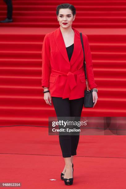 Figure skater Adeline Sotnikova attends opening of the 40th Moscow International Film Festival at Pushkinsky Cinema on April 19, 2018 in Moscow,...