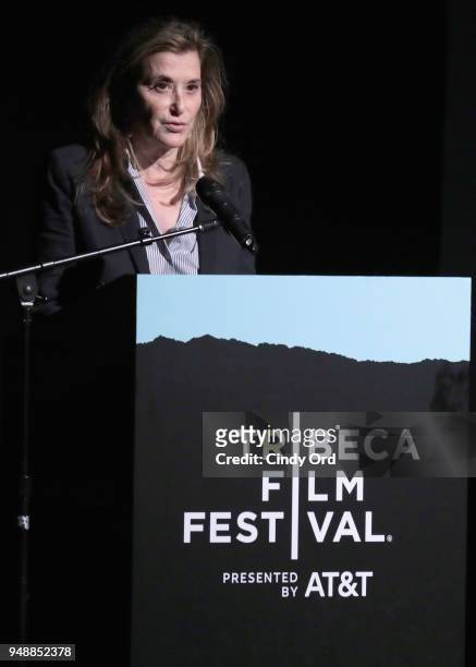Executive Vice President of Tribeca Enterprises Paula Weinstein attends the Premiere & Talk of "Tully" during the 2018 Tribeca Film Festival at BMCC...