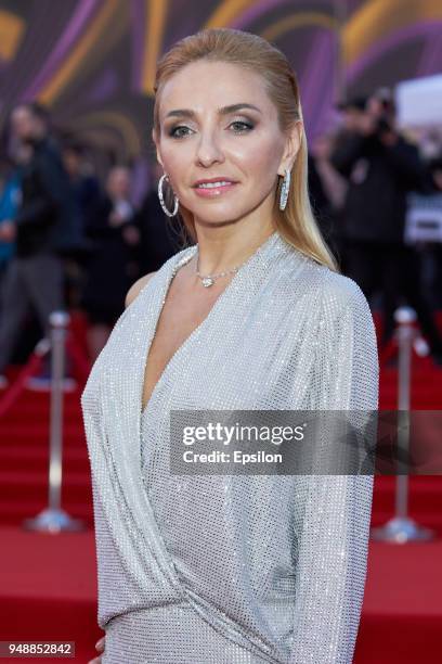 Olympic figure skater Tatiana Navka attends opening of the 40th Moscow International Film Festival at Pushkinsky Cinema on April 19, 2018 in Moscow,...