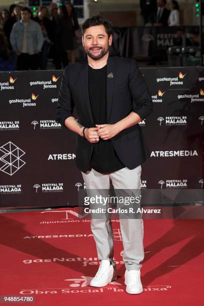Flamenco singer Miguel Poveda attends 'Sin Fin' premiere during the 21th Malaga Film Festival at the Cervantes Theater on April 19, 2018 in Malaga,...