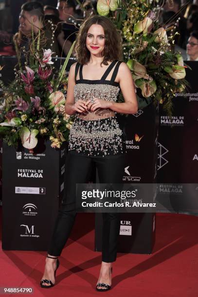 Actress Aura Garrido attends 'Sin Fin' premiere during the 21th Malaga Film Festival at the Cervantes Theater on April 19, 2018 in Malaga, Spain.