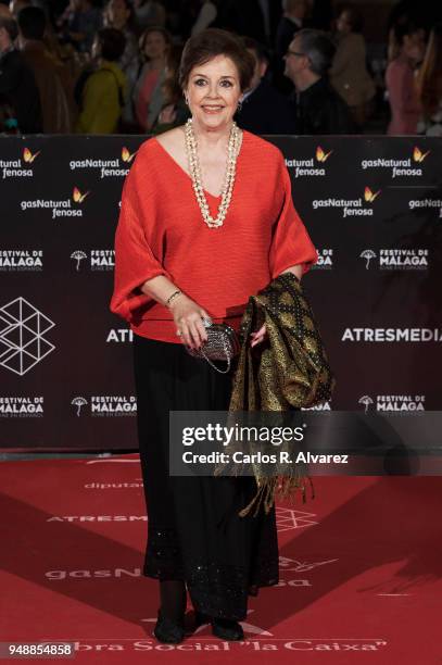 Actress Monica Randall attends 'Sin Fin' premiere during the 21th Malaga Film Festival at the Cervantes Theater on April 19, 2018 in Malaga, Spain.