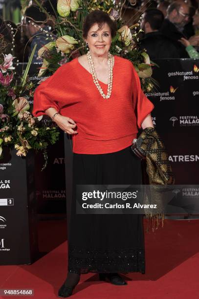 Actress Monica Randall attends 'Sin Fin' premiere during the 21th Malaga Film Festival at the Cervantes Theater on April 19, 2018 in Malaga, Spain.