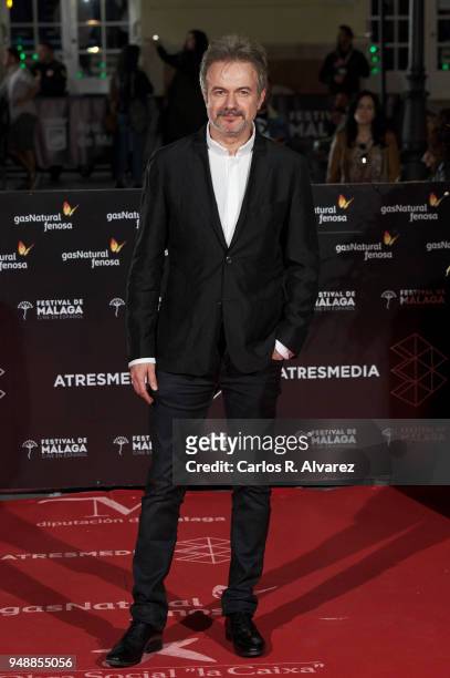 Actor Tristan Ulloa attends 'Sin Fin' premiere during the 21th Malaga Film Festival at the Cervantes Theater on April 19, 2018 in Malaga, Spain.