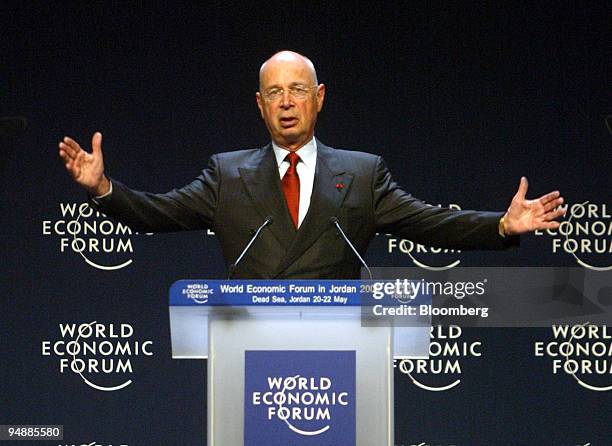 Professor Klaus Schwab, founder of World Economic Forum speaks at the World Economic Forum in Jordan, Friday, May 20, 2005.
