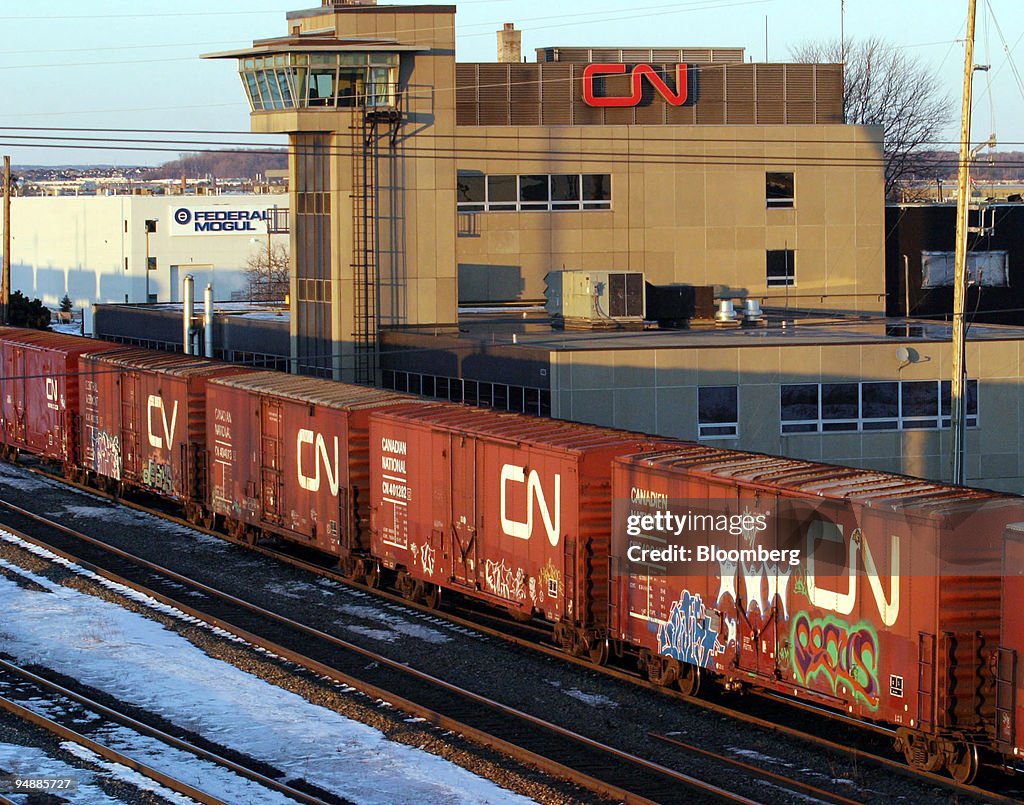 Btd Train A freight train rolls past the control tower at Canadian National ...