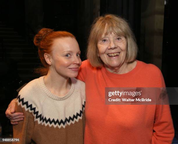 Lauren Ambrose and Diana Rigg during the Broadway Opening Night Actors' Equity Gypsy Robe Ceremony honoring Matt Wall for 'My Fair Lady' at the...