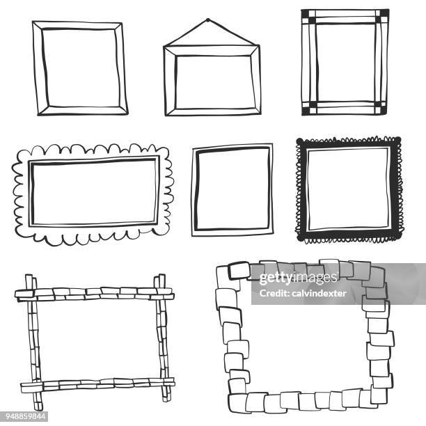 stockillustraties, clipart, cartoons en iconen met hand getekende frames-collectie - hand drawn frames