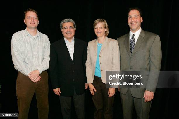 David Filo, Chief Yahoo! and co-founder of Yahoo! Inc., left, Terry S. Semel, chairman and CEO, second from left, Susan L. Decker, CFO, second from...