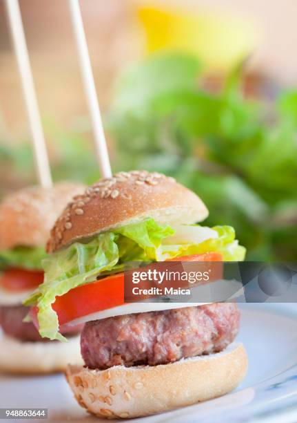 group miniburger - little burger stock pictures, royalty-free photos & images