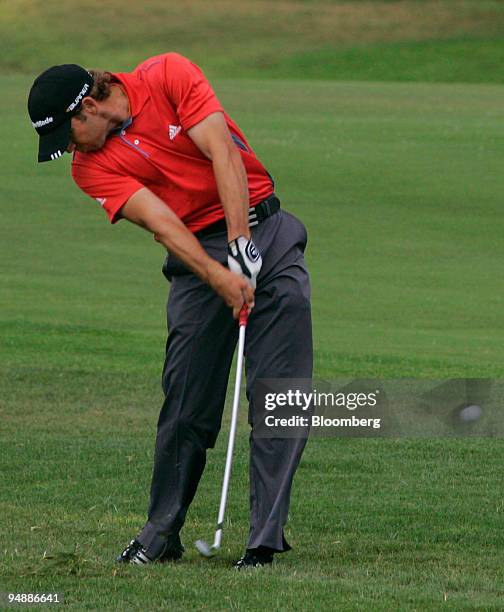 Golfer Sergio Garcia hits from the fareway from 17th hole on day two of the 108th U.S. Open at Torrey Pines Golf Course in La Jolla, California,...