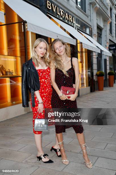 Juliane Diesner and Marie von Behrens during the Bulgari boutique opening on April 19, 2018 in Hamburg, Germany.