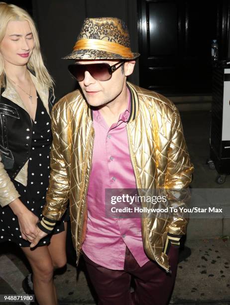 Corey Feldman and Courtney Anne Mitchell are seen on April 18, 2018 in Los Angeles, California.