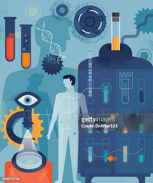 illustrazioni stock, clip art, cartoni animati e icone di tendenza di concetto verticale di biomedicina - stem cells human