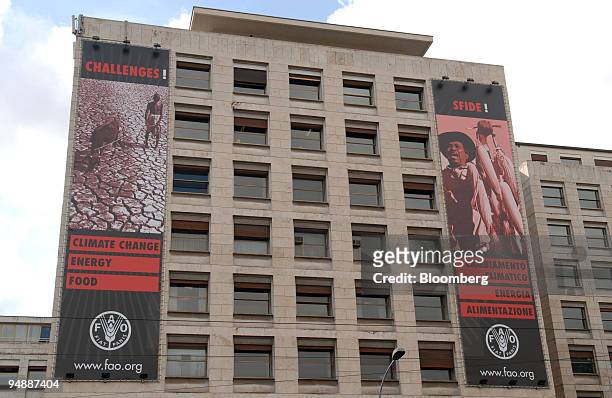 The headquarters of the Food and Agriculture Organization of the United Nations stand in Rome, Italy, on Thursday, June 5, 2008. World leaders...