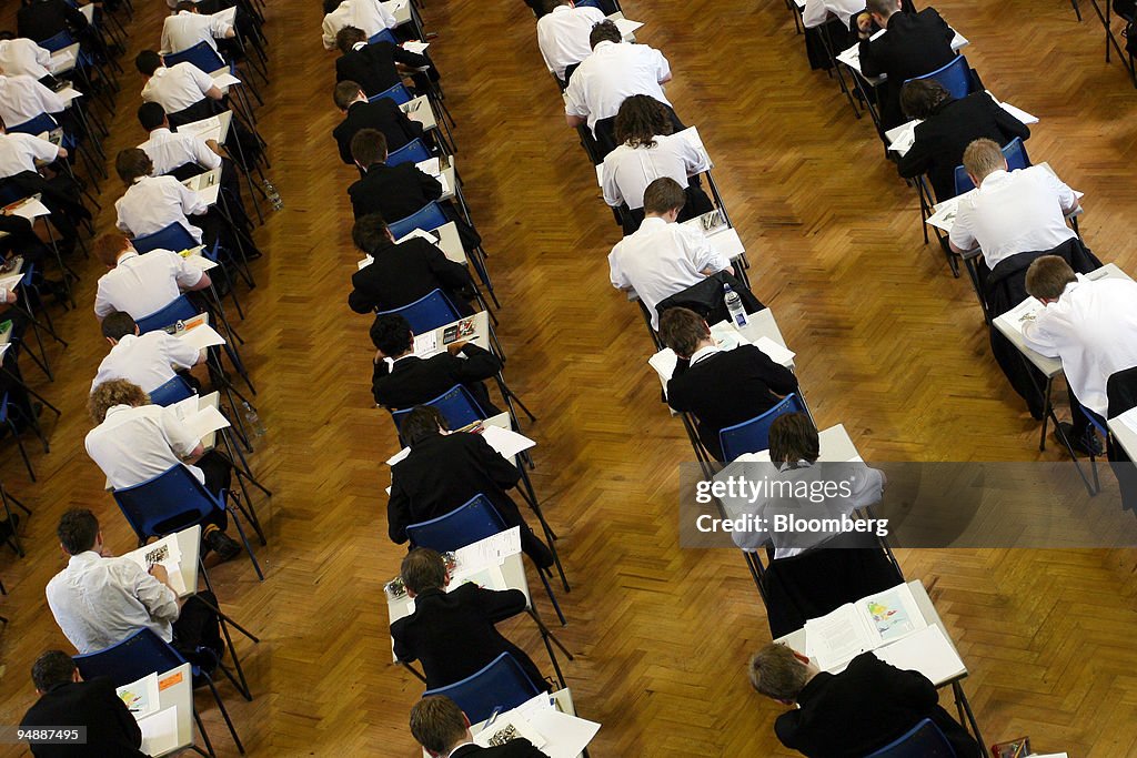 GCSE students take an exam at Maidstone Grammar School, in K