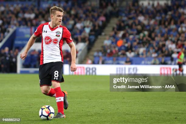 Steven Davis of Southampton during the Premier League match between Leicester City and Southampton at The King Power Stadium on April 19, 2018 in...