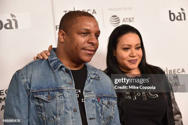 Vin Rock from Naughty By Nature and Cheryl James, AKA "Salt" from Salt-n-Pepa, attend a screening of "United Skates" during the 2018 Tribeca Film...