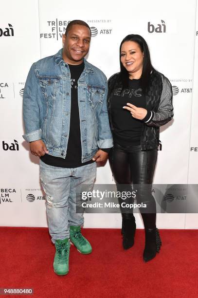 Vin Rock from Naughty By Nature and Cheryl James, AKA "Salt" from Salt-n-Pepa, attend a screening of "United Skates" during the 2018 Tribeca Film...