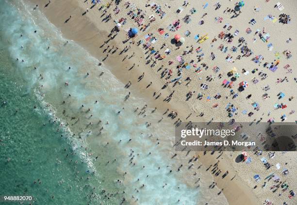 Aerial images of Bondi Beach and Coogee Beach on January 17, 2015 in Sydney, Australia. Scenes from 500 feet above Coogee and Bondi beaches where...