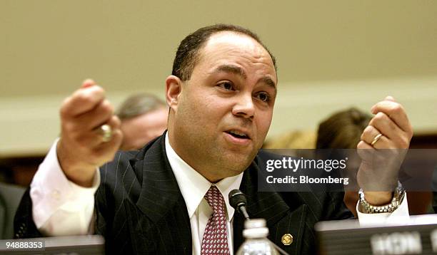 Michael K. Powell, chairman of the Federal Communication Commission testifies during a House Commerce subcommittee on telecommunications hearing in...