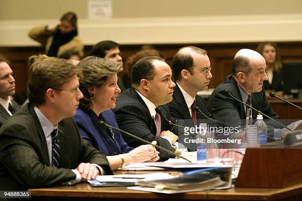 Federal Communication Commissioners testify during a House Commerce subcommittee on telecommunications hearing in Washington, DC February 11, 2004....