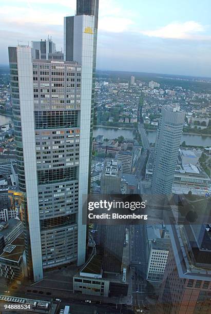 The Commerzbank headquarters, left, designed by Sir Norman Foster, are seen in Frankfurt, Germany, Tuesday, September 13, 2005.
