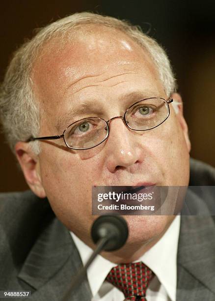 Arnie Hanish, Chief Accounting Officer, Eli Lilly and Company speaks during a hearing of the Senate Banking Committee, September 9, 2004 on Capitol...