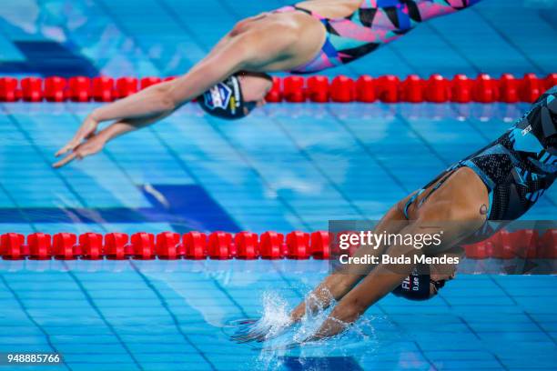 Daynara Ferreira of Brazil competes in the Women's 100m freestyle final during the Maria Lenk Swimming Trophy 2018 - Day 3 at Maria Lenk Aquatics...