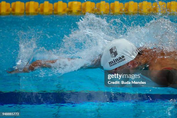 Bruno Fratus of Brazil competes in the Men's 100m freestyle final during the Maria Lenk Swimming Trophy 2018 - Day 3 at Maria Lenk Aquatics Centre on...