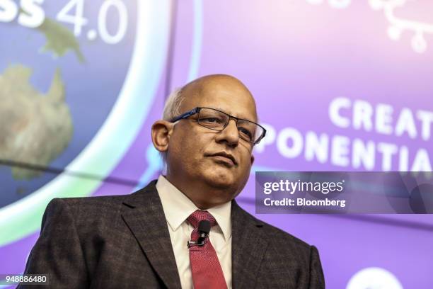 Ganapathy Subramaniam, chief operating officer of Tata Consultancy Services Ltd., attends a news conference in Mumbai, India, on Thursday, April 19,...