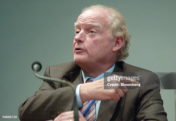 Chairman of the World Energy Commission, Andre Caille, speaks to the media during a press conference September 9, 2004 at the World Energy Congress...