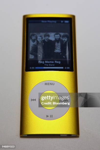 New Apple Inc. IPod Nano is displayed during an event titled "Let's Rock" at the Yerba Buena Center for the Arts Theater in San Francisco,...