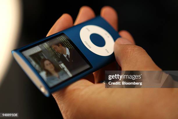 An episode of "The Office" is played on a new Apple Inc. IPod Nano during an event titled "Let's Rock" at the Yerba Buena Center for the Arts Theater...